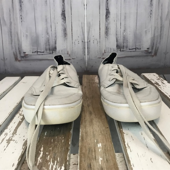 Nike White Black Canvas Sneaker Mens Lace Tie Shoe - Picture 3 of 6